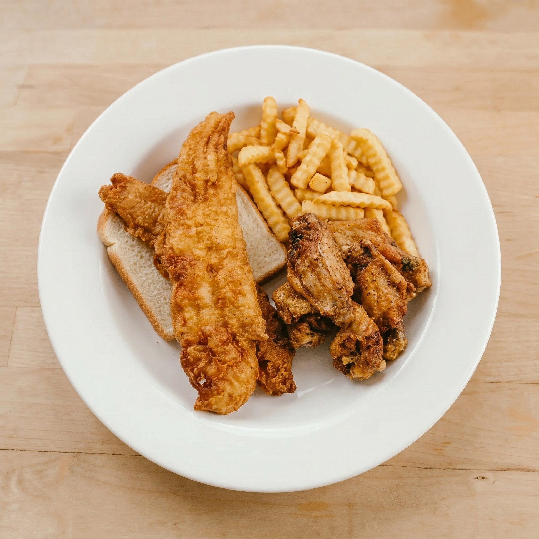 Fried Fish and Wing Combo.